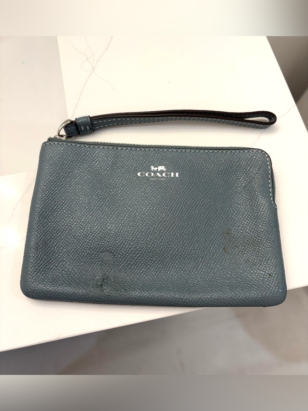 Coach Canvas Wristlet Wallet With Strap Blue